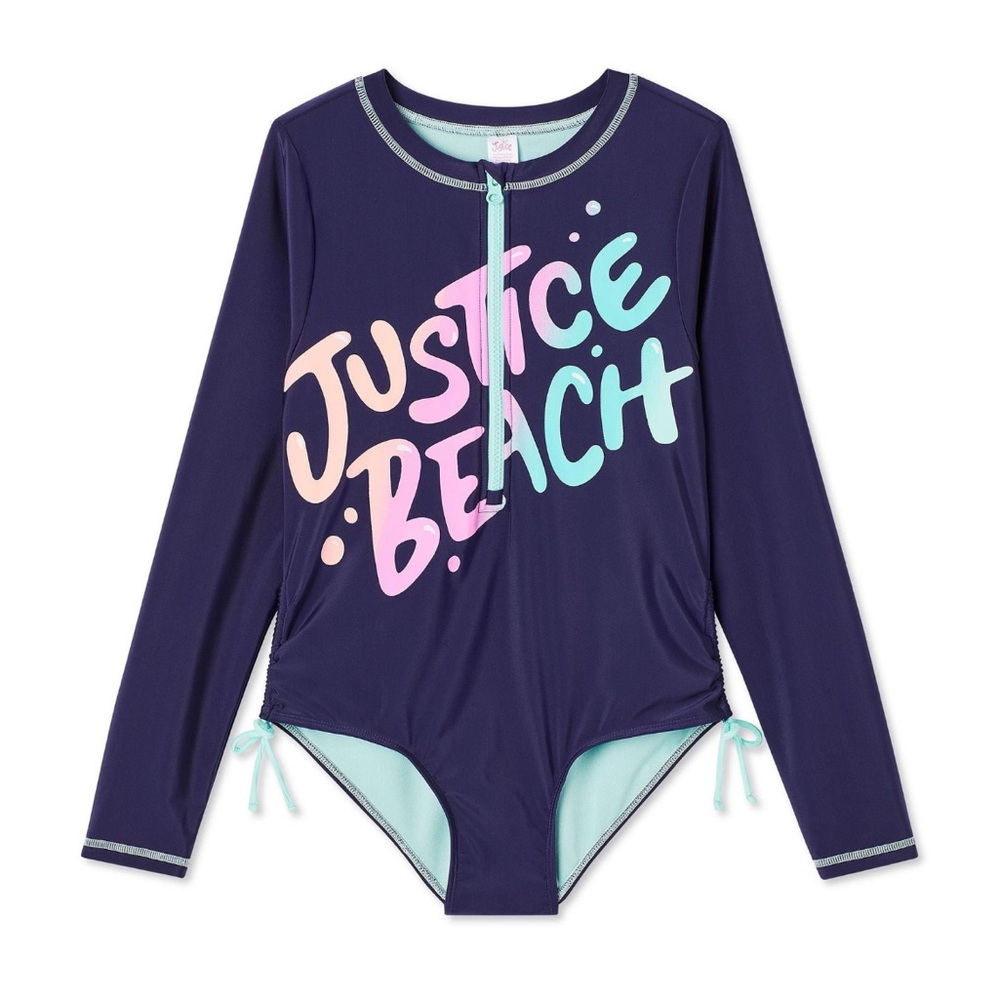 Justice Girls' 12/14 Large Long Sleeve Swim Set UPF 50+ Rashguard